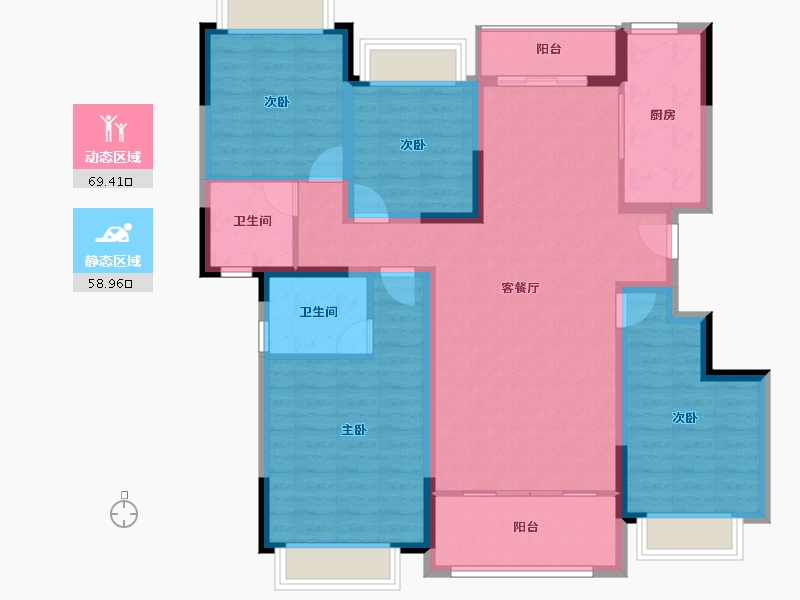 四川省-眉山市-雅居乐锦城-115.01-户型库-动静分区