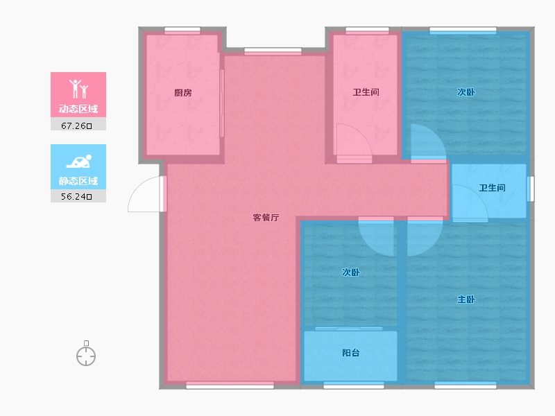 山东省-淄博市-金鼎绿城四期-111.73-户型库-动静分区