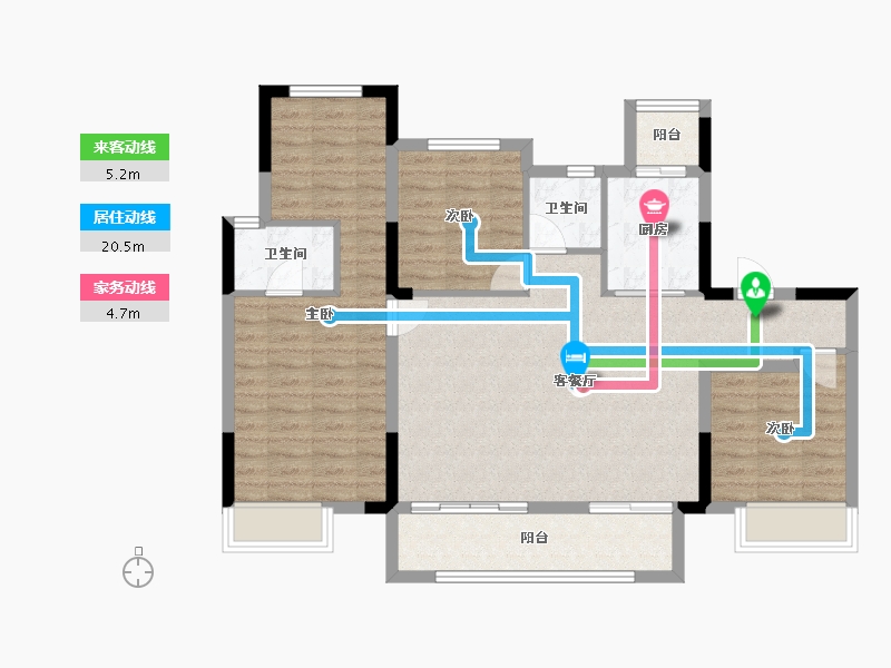 四川省-眉山市-万达星光宸樾-94.45-户型库-动静线