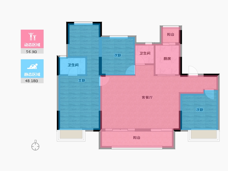 四川省-眉山市-万达星光宸樾-94.45-户型库-动静分区