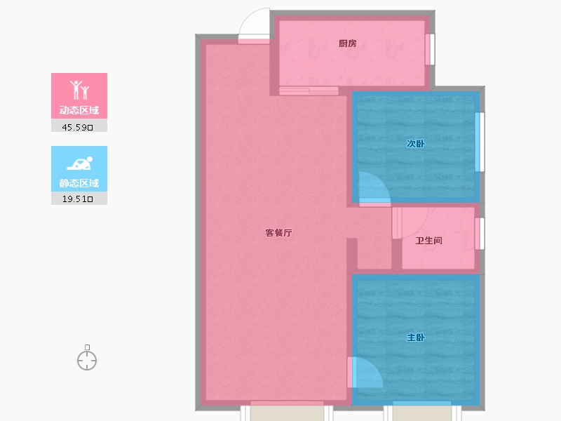 新疆维吾尔自治区-乌鲁木齐市-公园尚景-57.63-户型库-动静分区