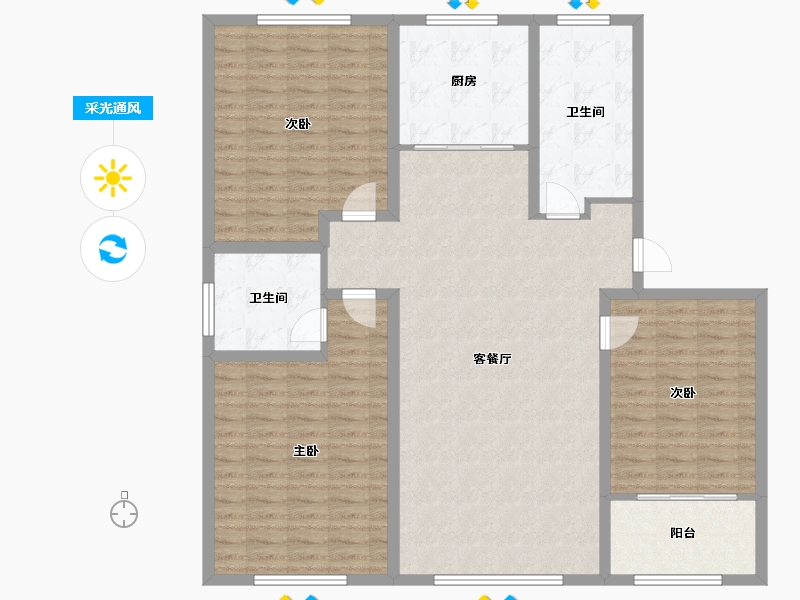 山东省-淄博市-金鼎绿城四期-137.10-户型库-采光通风