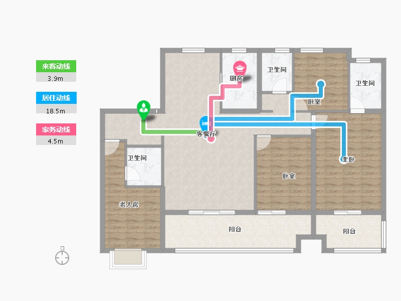 安徽省-蚌埠市-荣盛阳光城·檀府-132.00-户型库-动静线