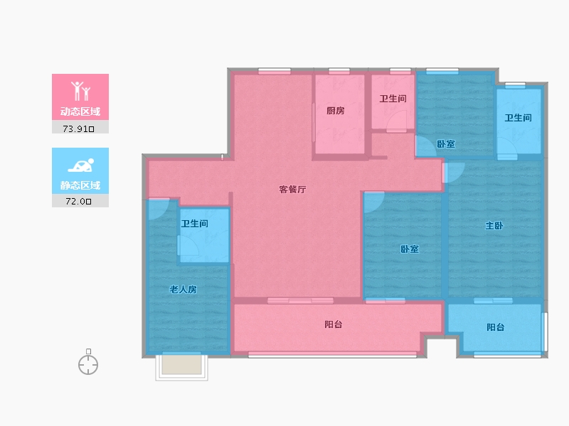 安徽省-蚌埠市-荣盛阳光城·檀府-132.00-户型库-动静分区