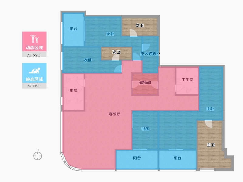 四川省-成都市-阿玛尼艺术公寓-152.60-户型库-动静分区