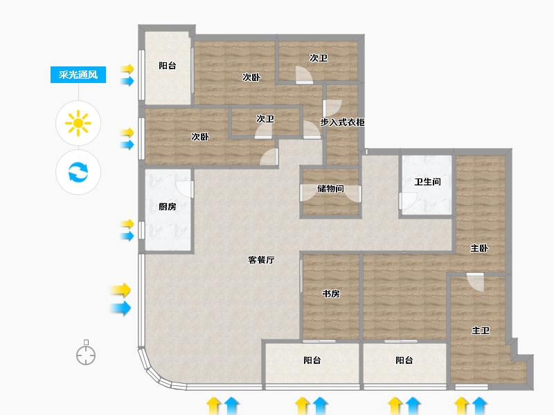 四川省-成都市-阿玛尼艺术公寓-152.60-户型库-采光通风