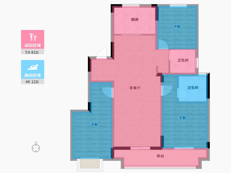 安徽省-蚌埠市-融创山水宸院-94.40-户型库-动静分区