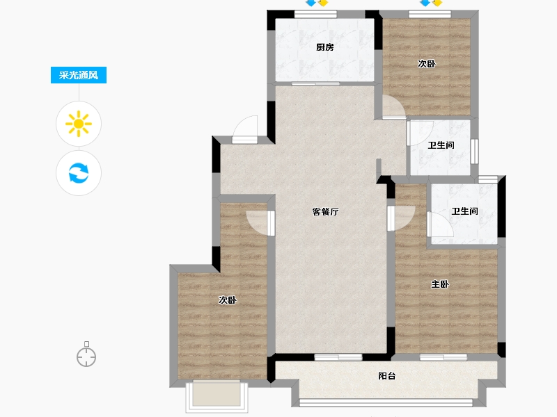 安徽省-蚌埠市-融创山水宸院-94.40-户型库-采光通风