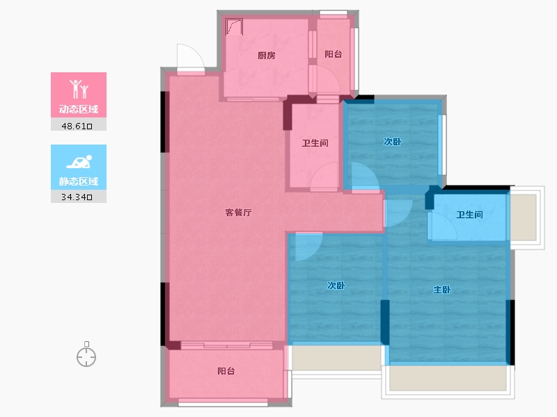 广东省-清远市-锦泰·城际壹号-73.69-户型库-动静分区