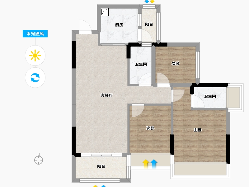 广东省-清远市-锦泰·城际壹号-73.69-户型库-采光通风