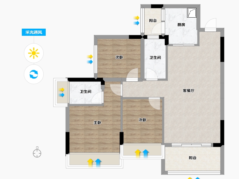 广东省-清远市-锦泰·城际壹号-80.73-户型库-采光通风