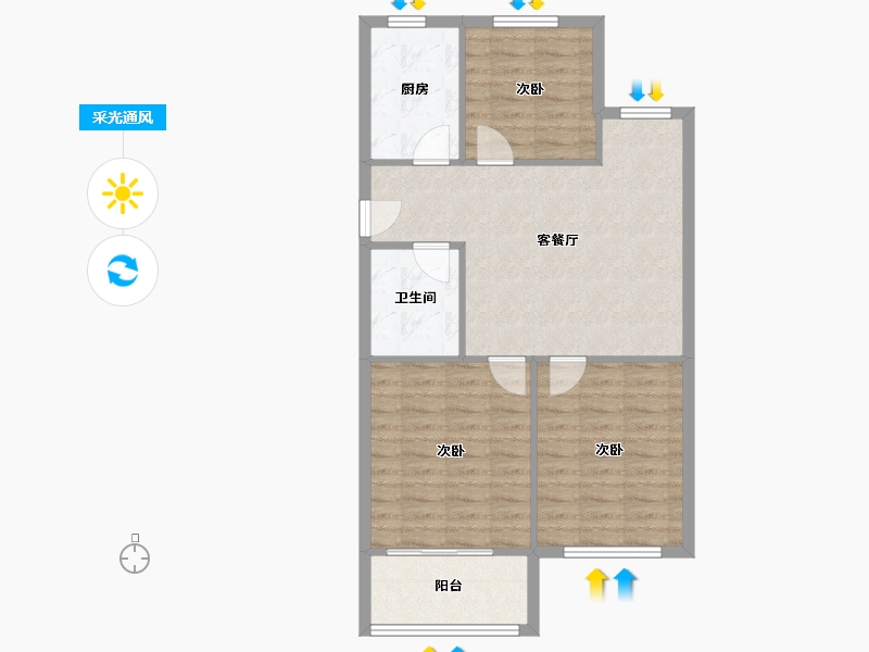 山东省-青岛市-浮山后四小区-81.03-户型库-采光通风