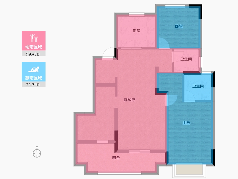 安徽省-蚌埠市-融创山水宸院-80.40-户型库-动静分区