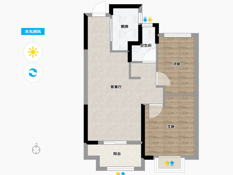 浙江省-湖州市-绿地新里雲上府-60.00-户型库-采光通风