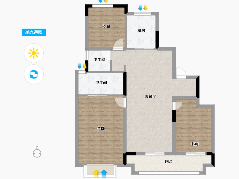 安徽省-蚌埠市-融创山水宸院-93.16-户型库-采光通风