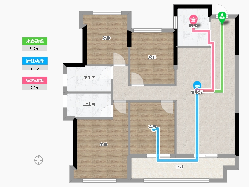 福建省-宁德市-品润·悦公馆-95.67-户型库-动静线