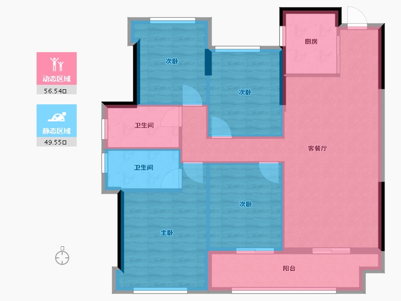 福建省-宁德市-品润·悦公馆-95.67-户型库-动静分区