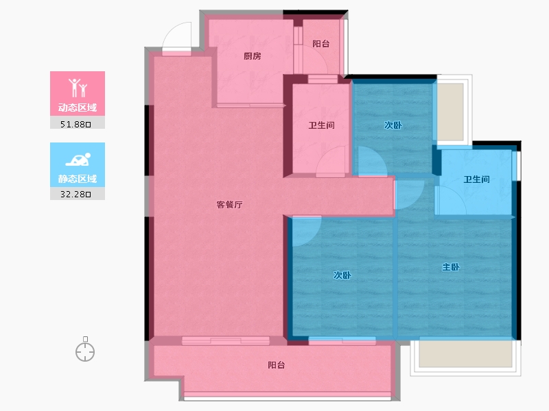 四川省-眉山市-天府恒大文化旅游城-75.26-户型库-动静分区