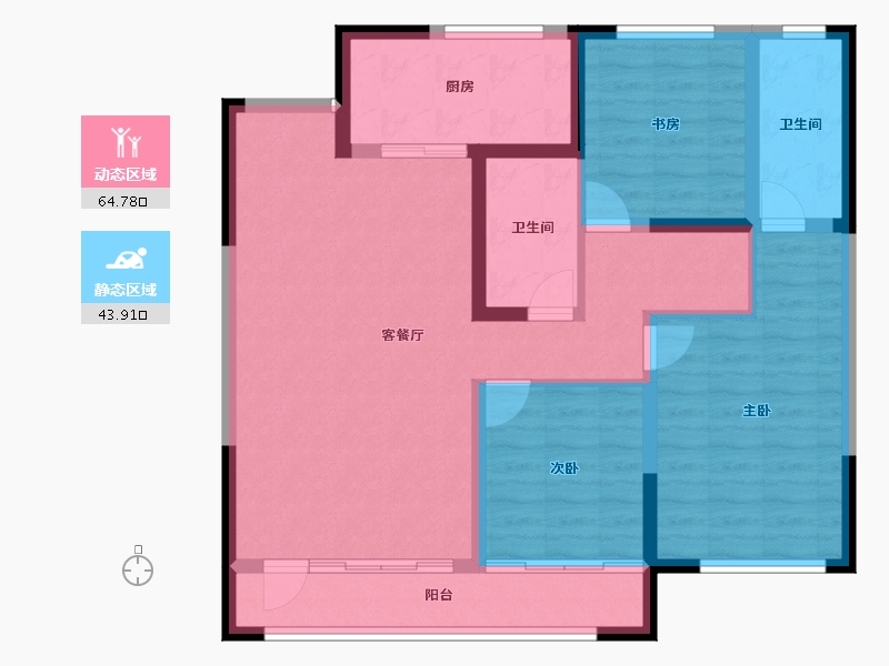 宁夏回族自治区-银川市-龙辰九悦湾三期-97.55-户型库-动静分区