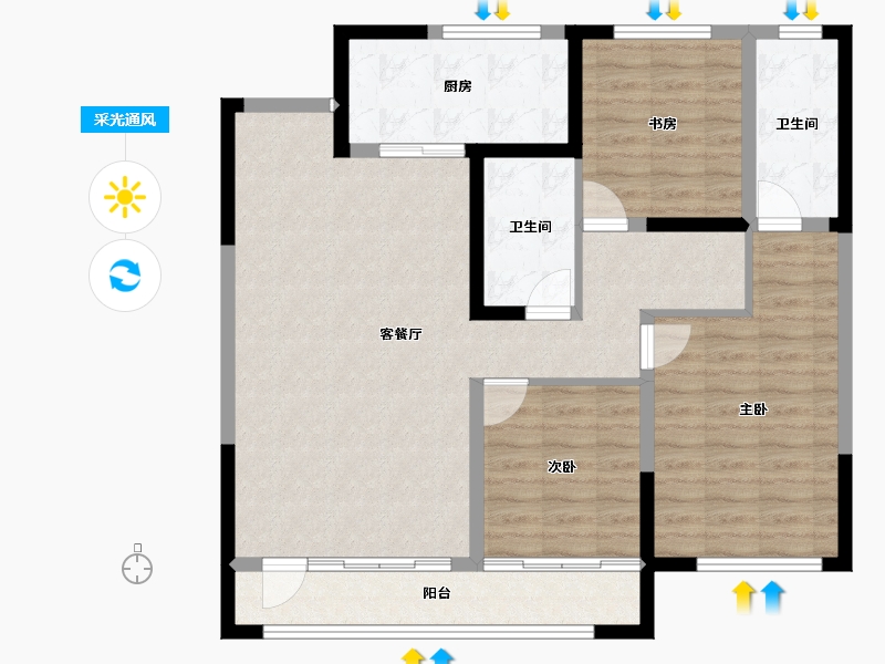 宁夏回族自治区-银川市-龙辰九悦湾三期-97.55-户型库-采光通风