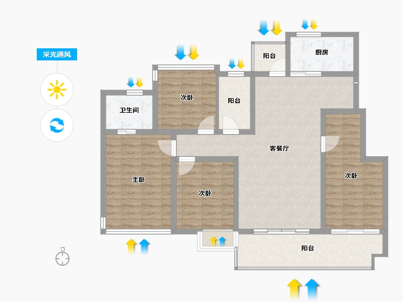 四川省-广元市-阳光壹号院-105.90-户型库-采光通风