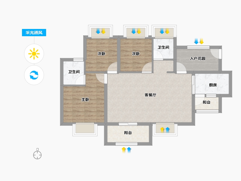 广东省-江门市-方圆鹤山云山诗意-76.65-户型库-采光通风