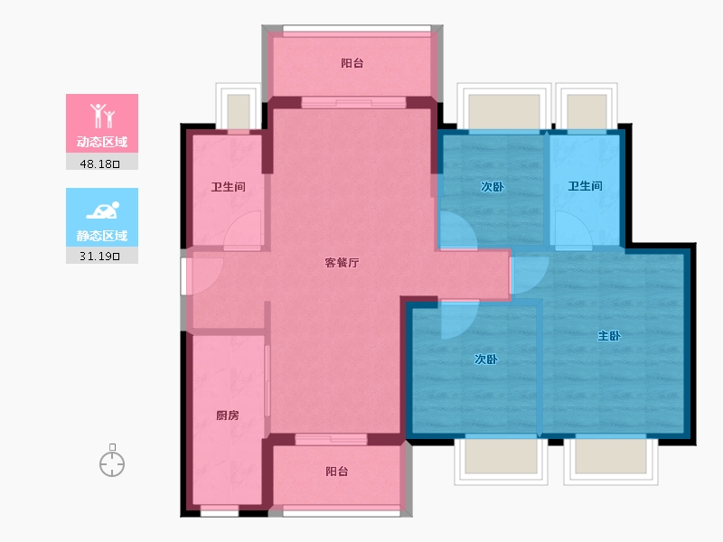 广东省-江门市-时代倾城(江门)-70.65-户型库-动静分区