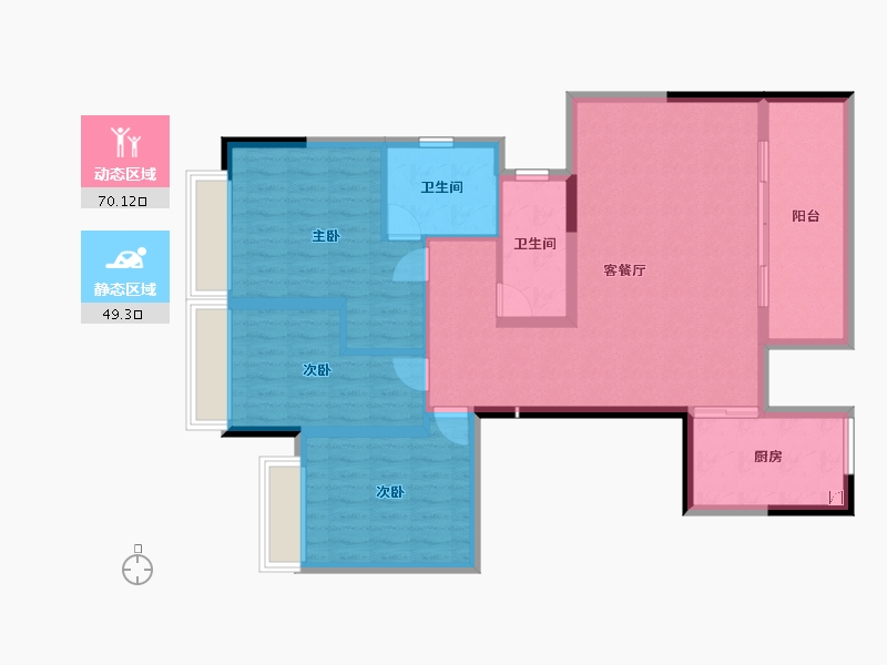 贵州省-遵义市-山湖海瑞府-107.84-户型库-动静分区