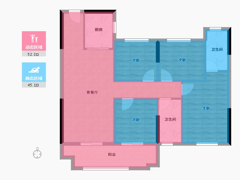 福建省-宁德市-品润·悦公馆-87.66-户型库-动静分区