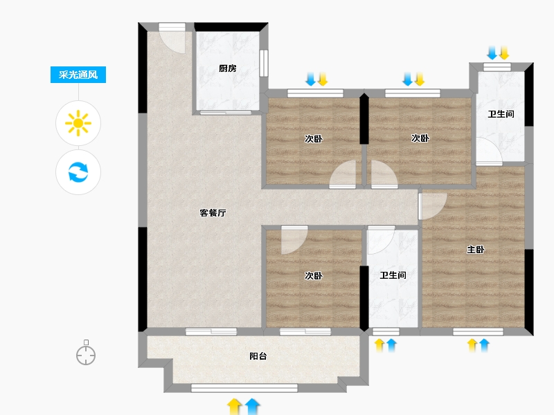 福建省-宁德市-品润·悦公馆-87.66-户型库-采光通风