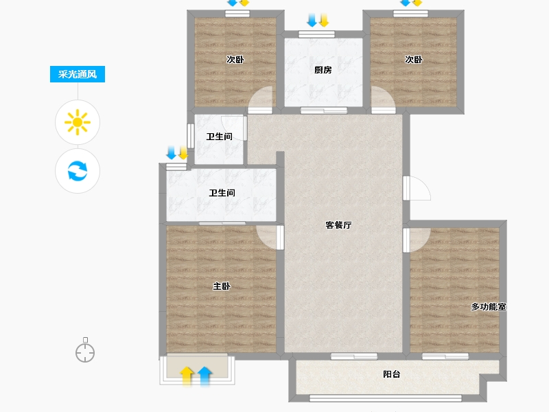 安徽省-蚌埠市-融创山水宸院-112.00-户型库-采光通风