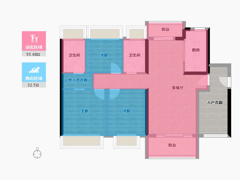 广东省-江门市-江门华发四季-88.44-户型库-动静分区