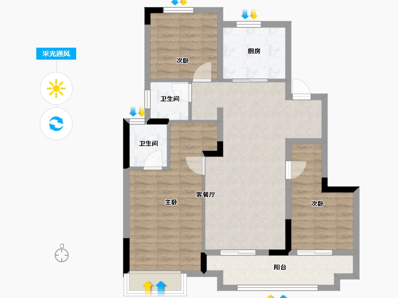 安徽省-蚌埠市-融创山水宸院-81.20-户型库-采光通风