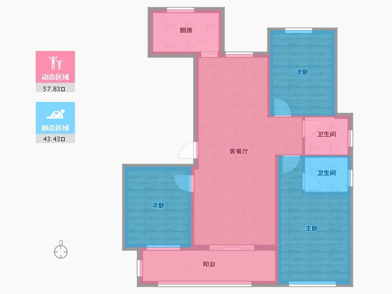 江西省-九江市-融翔·滨江美庐-90.46-户型库-动静分区