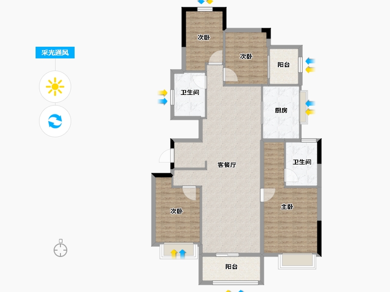 浙江省-湖州市-恒大林溪竹语-128.76-户型库-采光通风