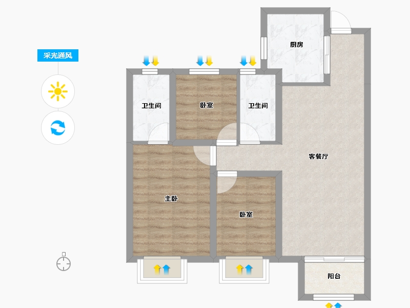 山西省-太原市-太原·龙湖天鉅-72.62-户型库-采光通风