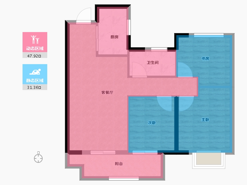 浙江省-湖州市-绿地新里雲上府-71.27-户型库-动静分区