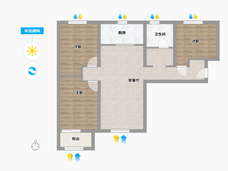 北京-北京市-中建十里湖光-88.39-户型库-采光通风