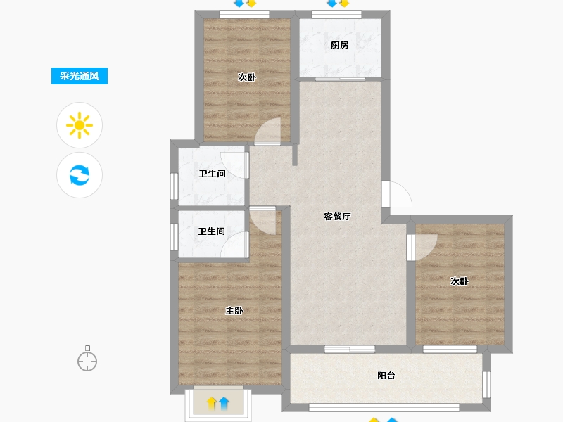 江西省-九江市-融翔·滨江美庐-78.30-户型库-采光通风