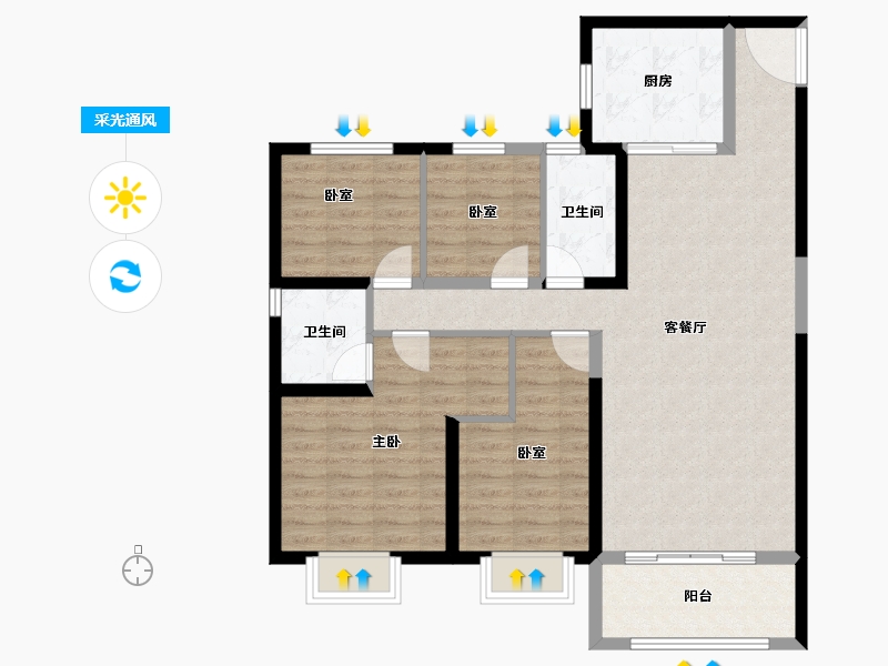 山西省-太原市-碧桂园玖玺臺天玺-101.65-户型库-采光通风