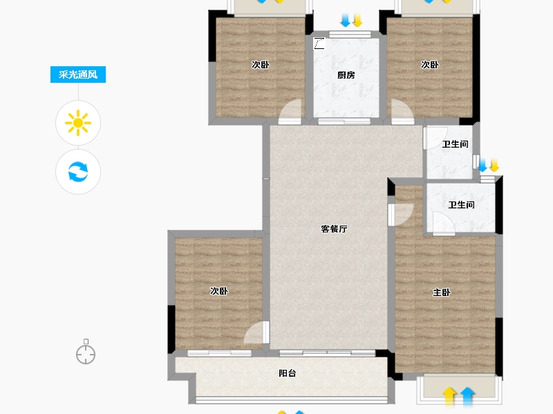 江西省-宜春市-汇金时代中心-110.35-户型库-采光通风