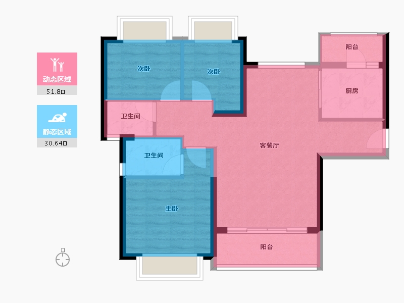 四川省-眉山市-天府恒大文化旅游城-73.62-户型库-动静分区