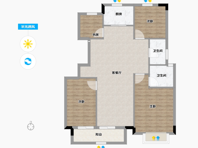 浙江省-湖州市-安吉新城凤凰里-101.33-户型库-采光通风