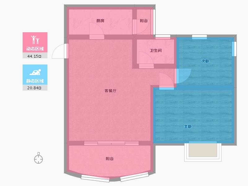 广东省-广州市-顺德碧桂园东苑-73.50-户型库-动静分区