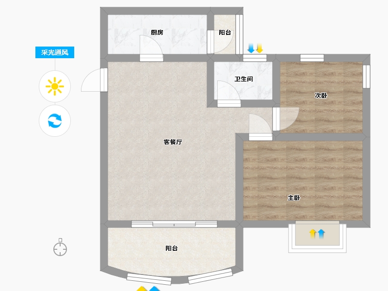 广东省-广州市-顺德碧桂园东苑-73.50-户型库-采光通风