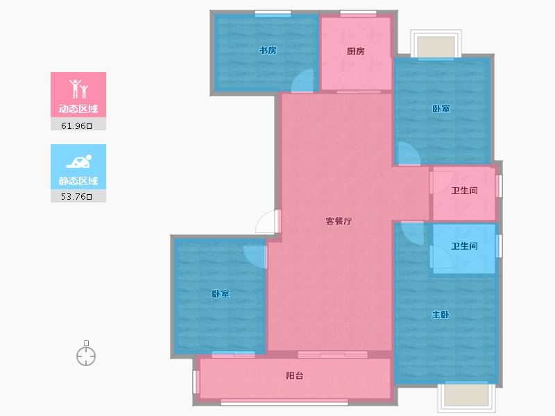 江西省-九江市-融翔·滨江美庐-105.89-户型库-动静分区