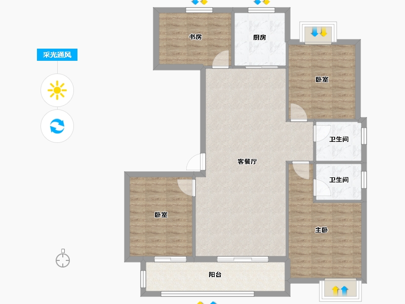 江西省-九江市-融翔·滨江美庐-105.89-户型库-采光通风