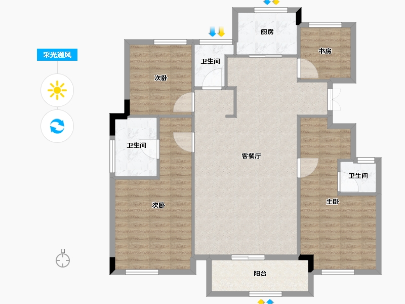 浙江省-湖州市-安吉新城凤凰里-115.56-户型库-采光通风