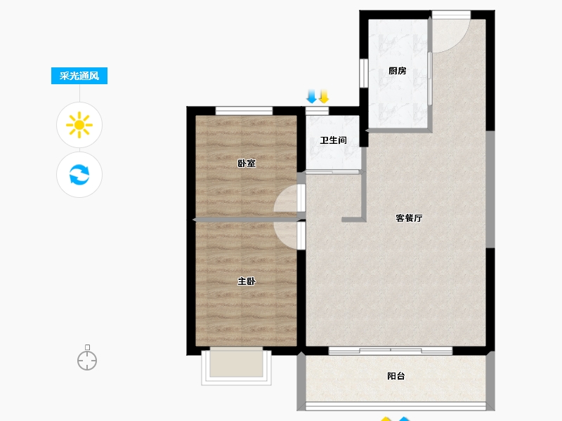 山西省-太原市-碧桂园玖玺臺天玺-67.32-户型库-采光通风