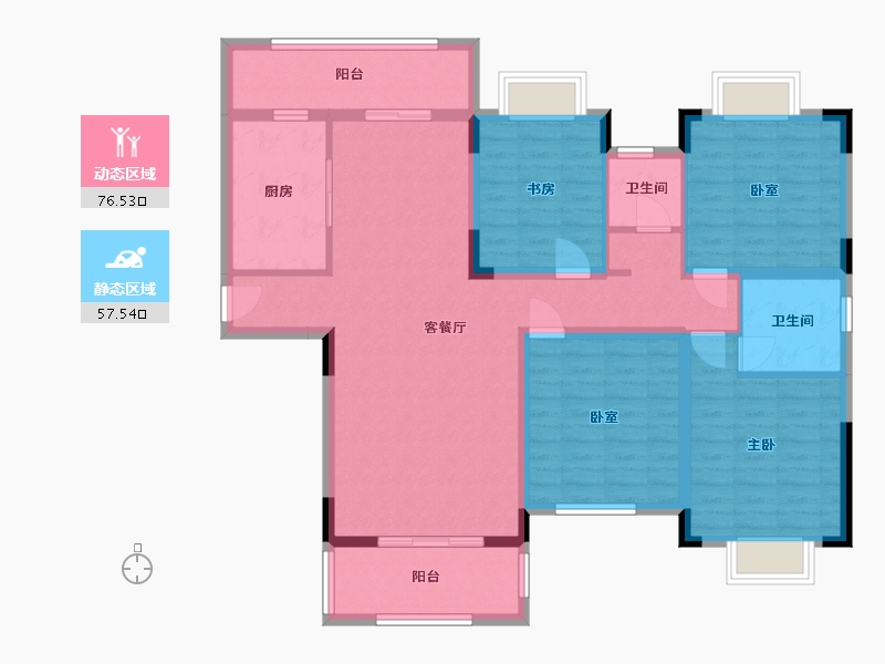 湖南省-长沙市-中国铁建·金色蓝庭(长沙)-120.00-户型库-动静分区